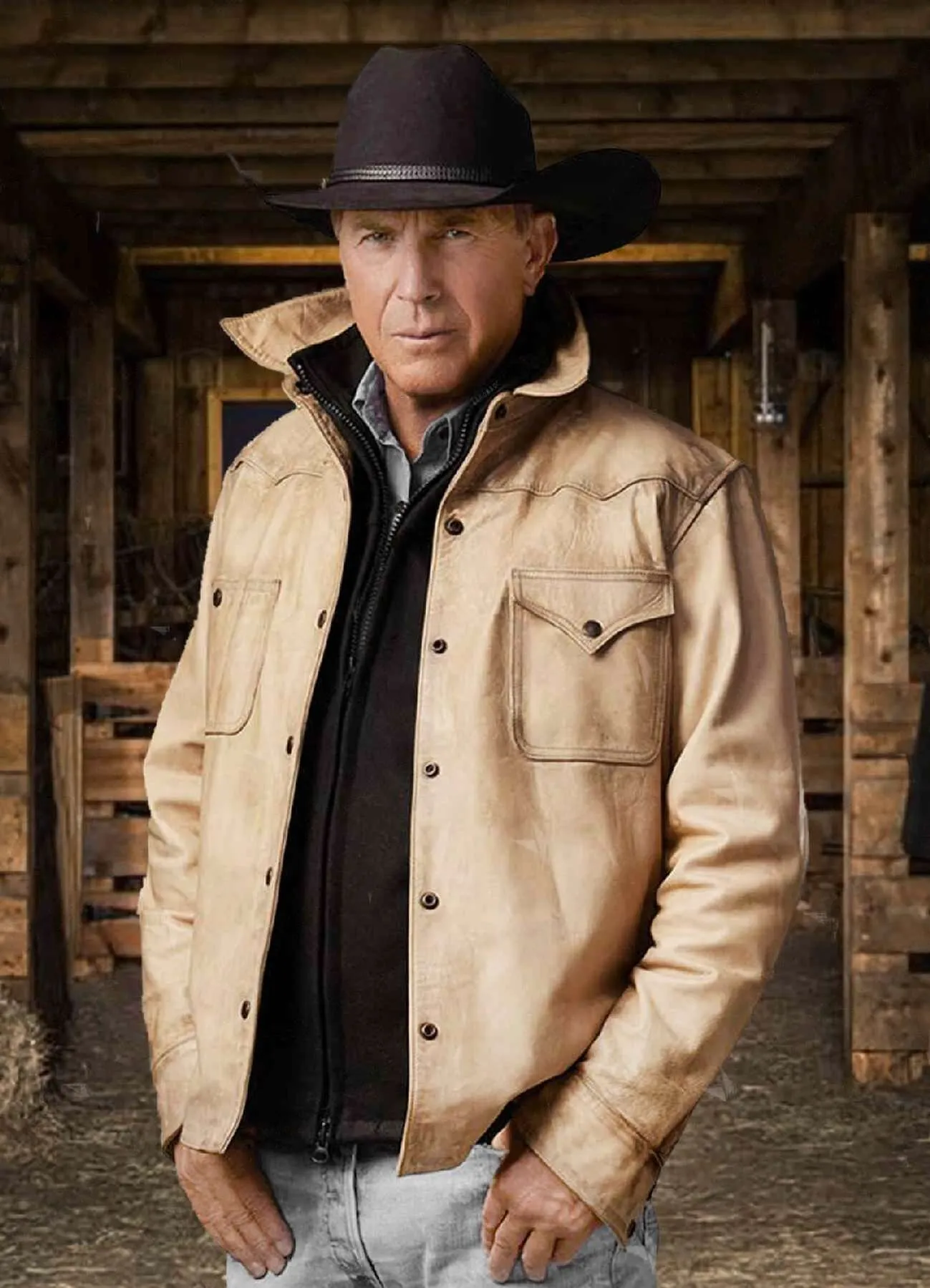 Yellowstone John Dutton White Leather Jacket